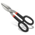 Auto Dynasty 10 Tin Straight Snips With Heavy-duty High Carbon Steel And Ergonomic Handles Black Red 