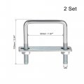 Uxcell Square U-bolts 2 50mm Inner Width 100mm Length Carbon Steel M8 With Nuts Frame Plate Round Washers Set