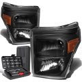 Auto Dynasty Black Housing Amber Side Headlight Tool Kit Compatible With Ford F-250 F-350 F-450 F-550 Super Duty 11-16 