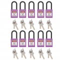 10set 38mm 1 5in Safety Padlock Engineering Plastics Dielectric Thermoplastic For Factories Construction Purple