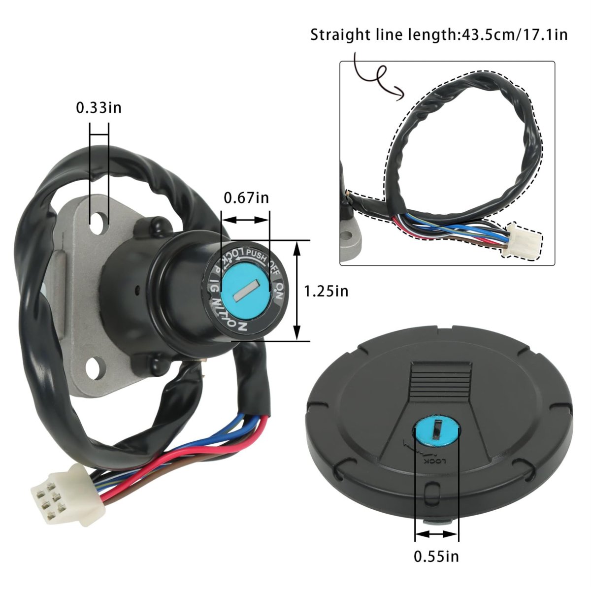 Ignition Switch And Fuel Gas Cap Lock With Key For Kl250 Kl600 Klr250 Klr650 1987 2007 Silver Replacement