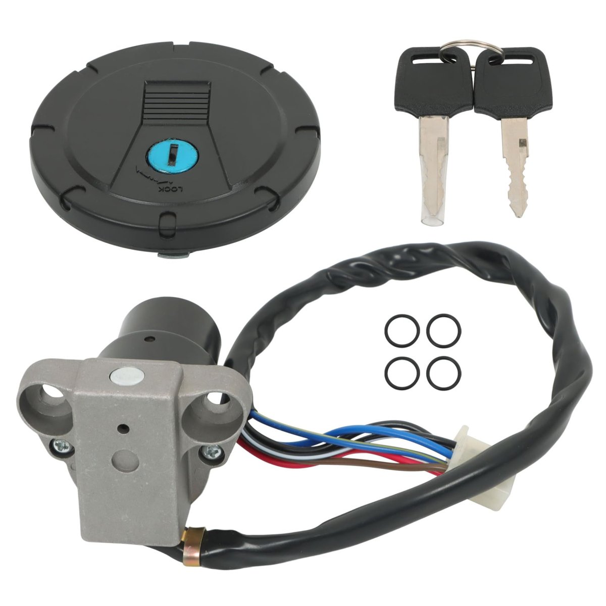 Ignition Switch And Fuel Gas Cap Lock With Key For Kl250 Kl600 Klr250 Klr650 1987 2007 Silver Replacement
