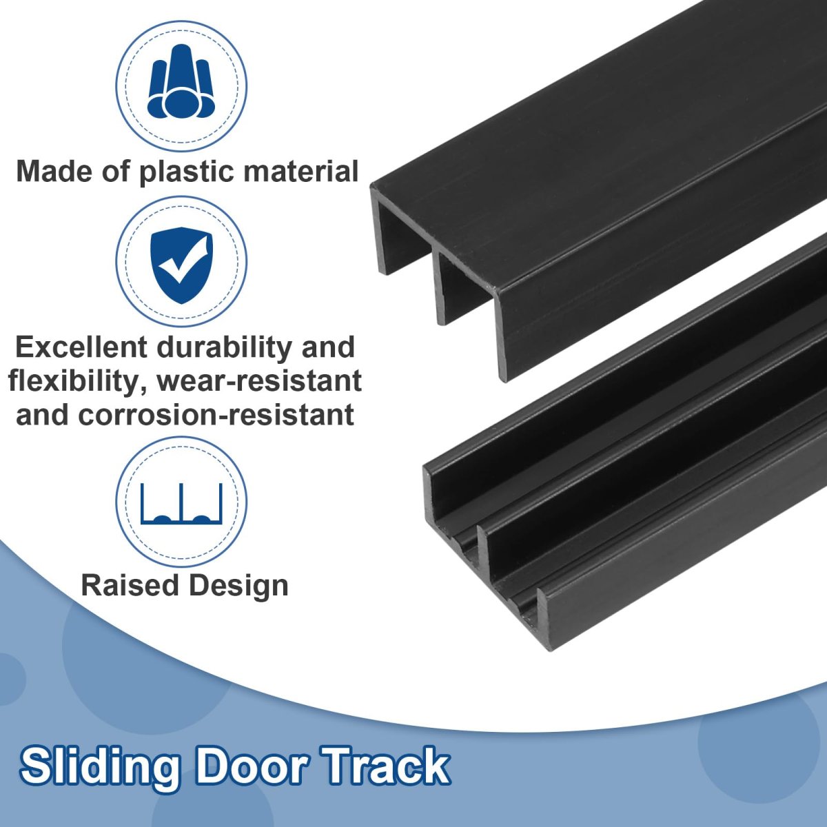 4set Plastic Sliding Door Track 1 Ft Glass Cabinet Window Hardware Set For 1 4 Thick Panels Small Bypassing Closet Black