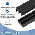 4set Plastic Sliding Door Track 1 Ft Glass Cabinet Window Hardware Set For 1 4 Thick Panels Small Bypassing Closet Black