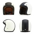 Woljay 3 4 Open Face Helmet Motorcycle Flat Leather Black White Xxl