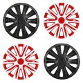 Universal 17 In Full Hubcap Wheel Covers Set Of 4 White And Red Abs Pc Rim Skins Adjustable Retention System For Most Vehicle