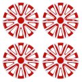 Universal 17 In Full Hubcap Wheel Covers Set Of 4 White And Red Abs Pc Rim Skins Adjustable Retention System For Most Vehicle 