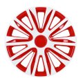 Universal 17 In Full Hubcap Wheel Covers Set Of 4 White And Red Abs Pc Rim Skins Adjustable Retention System For Most Vehicle