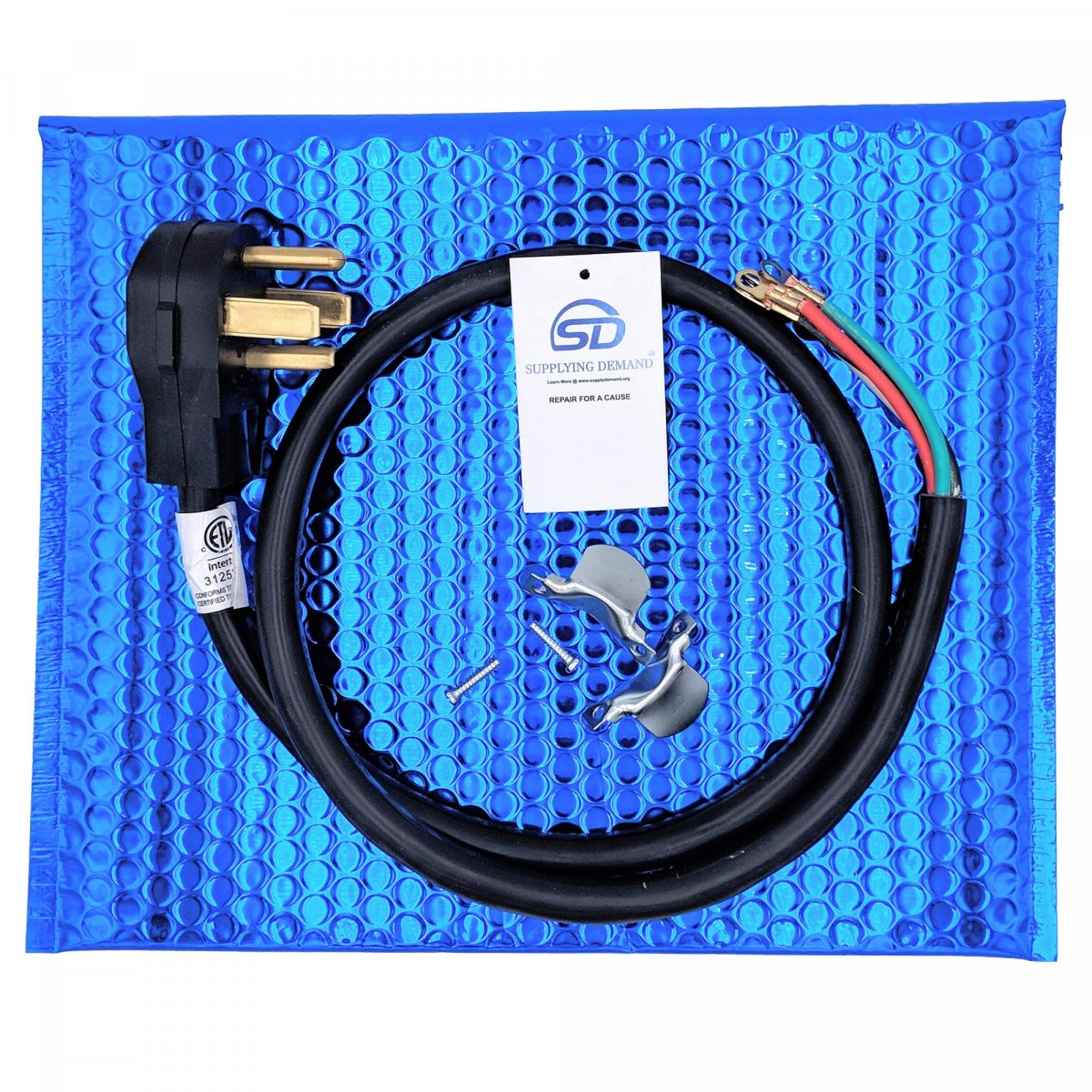 Supplying Demand 4 Foot Clothes Dryer Electrical Power Cord Prong Wire 30 Amp 250 Volt
