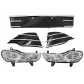 Secos 5pcs Bumper Grille Grill Chrome Fog Light Lamp Front Kit For Ford Escape 2013 2014 2015 2016 Replace Cj5z17k945aa 