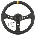 330mm Steering Wheel Carbon Fiber Leather With Horn Cover Universal Design For Vehicles 6 Holes 