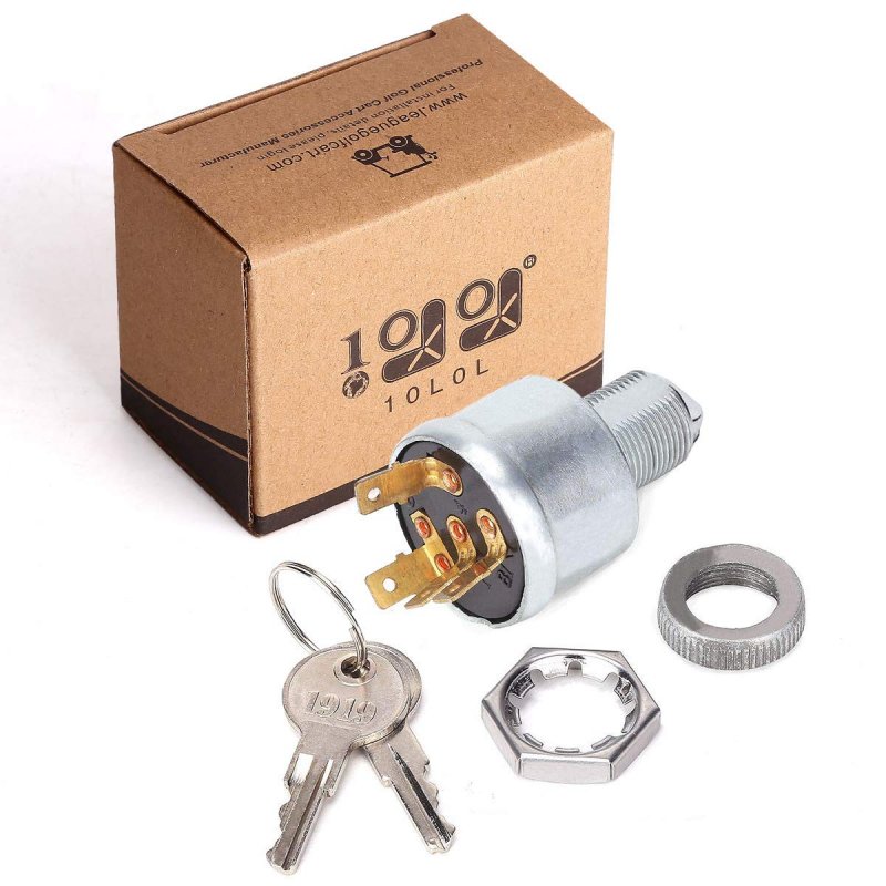 10l0l Golf Cart Ignition Switch 33639-g01 For Ezgo E G All Years 3 Way 4 Spade Terminal Key With 2 Standard Keys Light Or