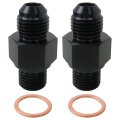 2pcs An6 To 1 4 -18 Npsm Transmission Cooler Adapter For H350 Th400 4l60e 700r4 With Sealing Washers Aluminum Black 