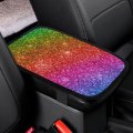 Jojoart Glittering Rainbow Car Center Console Decor Handrail Armrest Box Cushion Interior Covers Protector Pad Lid Cover