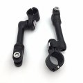 Hk Group Motorcycle Black Long Angled Adjustable Highway Peg Mounting Kit For Bike With 1 Inch 25mm Front Engine Guard Frame