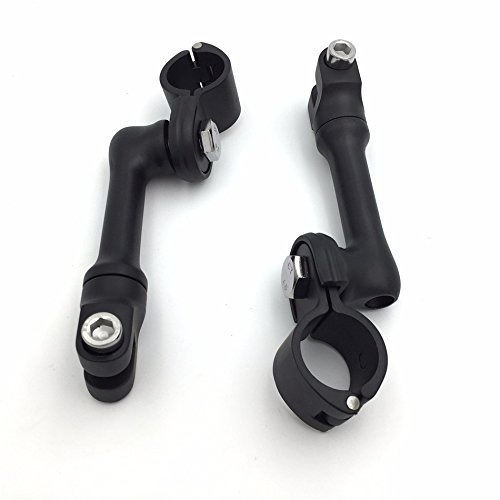 Hk Group Motorcycle Black Long Angled Adjustable Highway Peg Mounting Kit For Bike With 1 Inch 25mm Front Engine Guard Frame