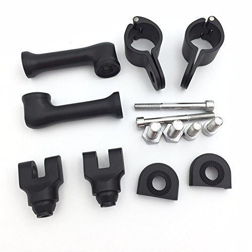 Hk Group Motorcycle Black Long Angled Adjustable Highway Peg Mounting Kit For Bike With 1 Inch 25mm Front Engine Guard Frame
