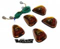 Vms Racing Cab Roof Lights Markers 5 Piece Pc Covers With Base In Amber Yellow Lenses Assembly Crl 264143bka Compatible Ford