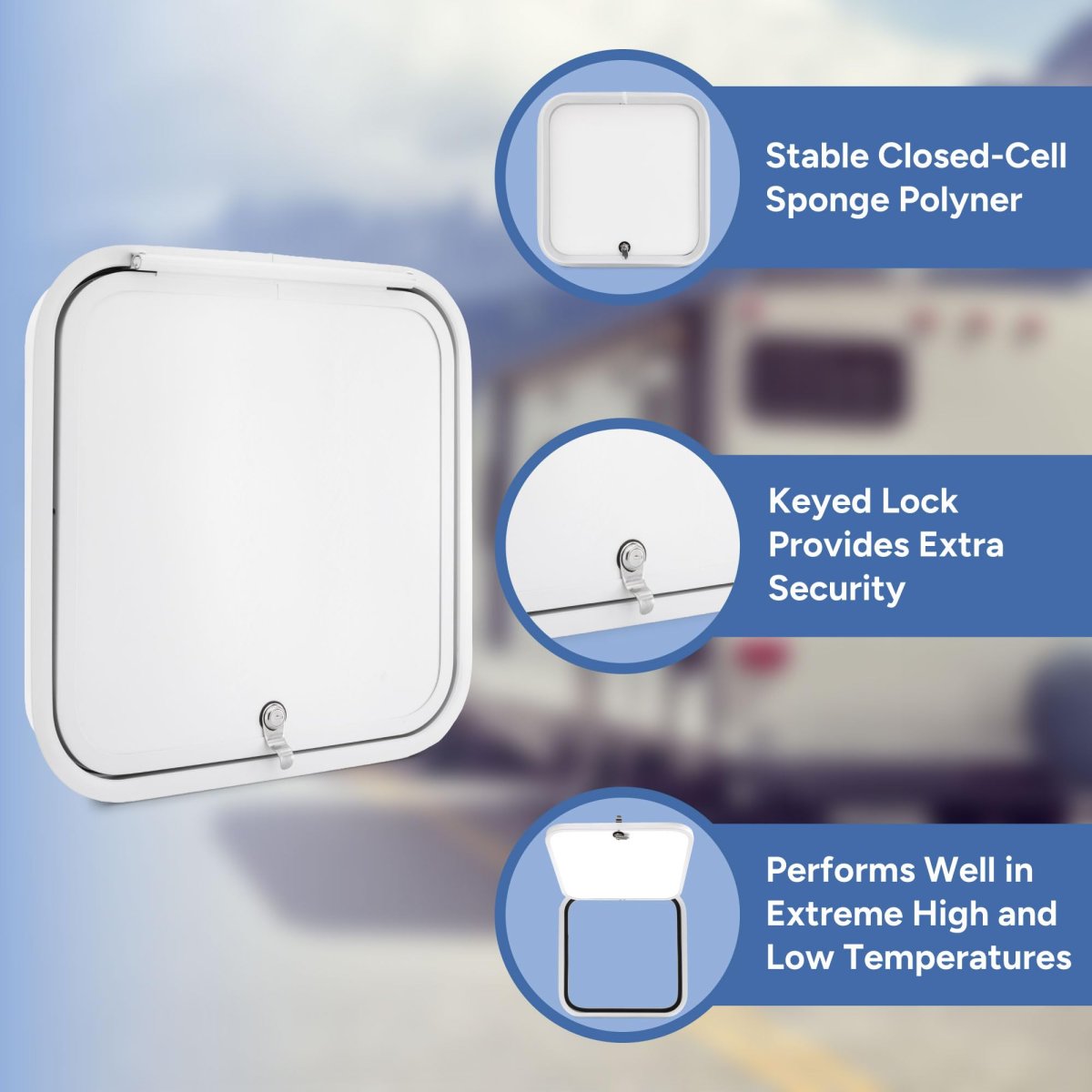 Recpro Rv Baggage Door Rounded Corners Camper Compartment White Fiberglass 18 H X W Made In America