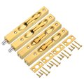 4pcs Door Flush Bolts Latch 6 Inch Stainless Steel Security Guard Lever Action Slide Lock For Inactive Leaf Double Dummy Gold
