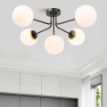 Creative Co-op Ec1414 Sputnik Opal Glass Ceiling Black And Gold Semi-flush Mount Light 