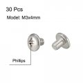 Uxcell Machine Screws M3x4mm Phillips Screw 304 Stainless Steel Fasteners Bolts 30pcs