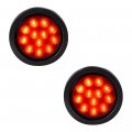 Combo 8x Smoked Lens 4 Inch Round 12-led Red Lighting Brake Stop Lamp Run Turn Tail Light Compatible Rv Truck Trailer Dc 12v