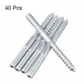 Uxcell M6x25mm Hanger Bolts Double Head Dowel Screw For Wood Furniture 40pcs