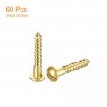 Uxcell Wood Screws M3 5 X 20mm Slotted Round Head Brass Self-tapping Woodworking Screw 60 Pcs
