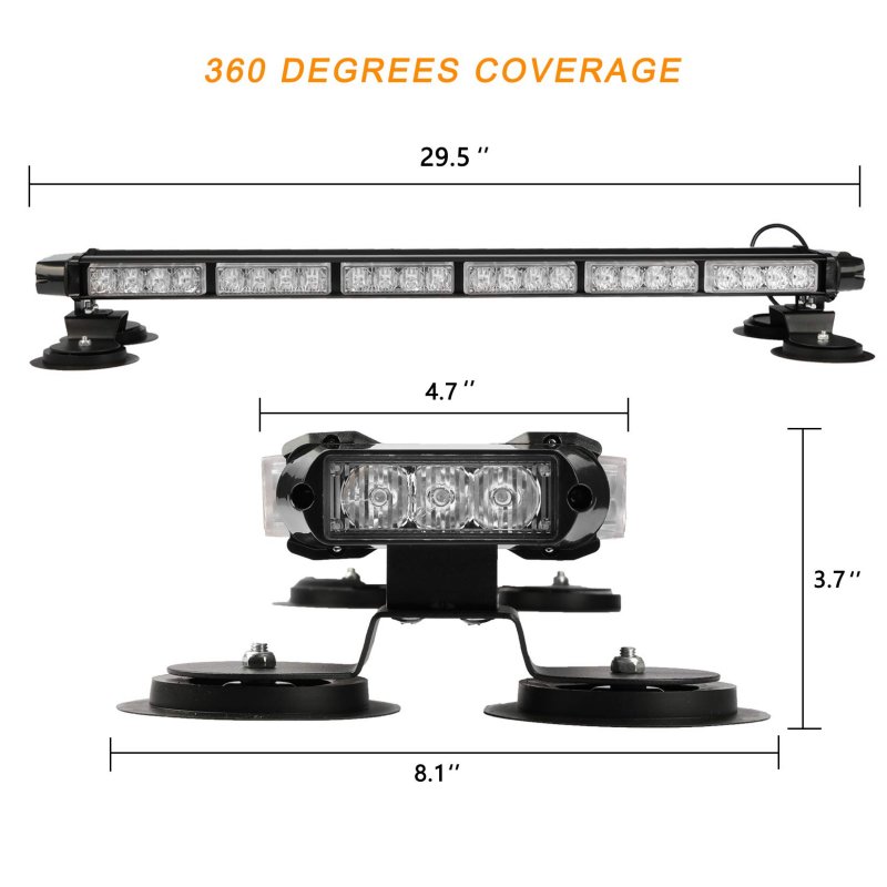 29 5 In Emergency Strobe Light Bar 54 Led High Intensity Warning Flash With Magnetic Base For Tow Trucks And Construction