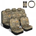 Bdk Hunter Camo Car Seat Covers Full Set With Steering Wheel And Belt Pads A Real Mossy Tree Oak Forest Camouflage Pattern 