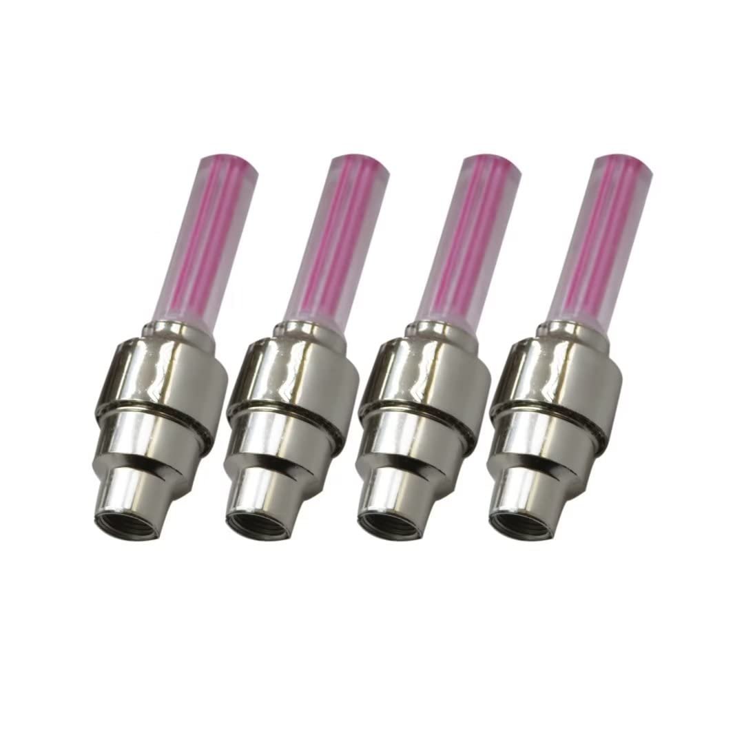 Pack Of 4 Bike Lights Led Flash Wheel Tire Valve Cap Car Lamp For Motorcycle Bicycle Pink