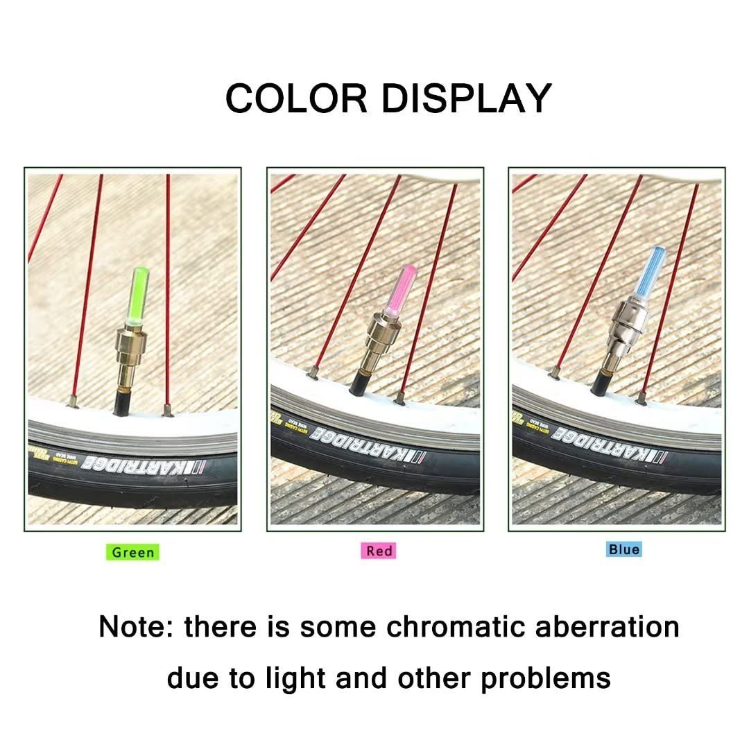 Pack Of 4 Bike Lights Led Flash Wheel Tire Valve Cap Car Lamp For Motorcycle Bicycle Pink