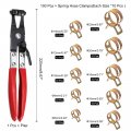 Uxcell 100pcs 6-22mm 10 Size Spring Band Hose Clamp With Swivel Plier Assortment Kits Fuel Silicone Vacuum Pipe Low Pressure