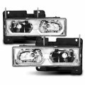 Amerilite Chrome Crystal Replacement Headlights Led Halo Pair For Chevy Fullsize Passenger And Driver Side 