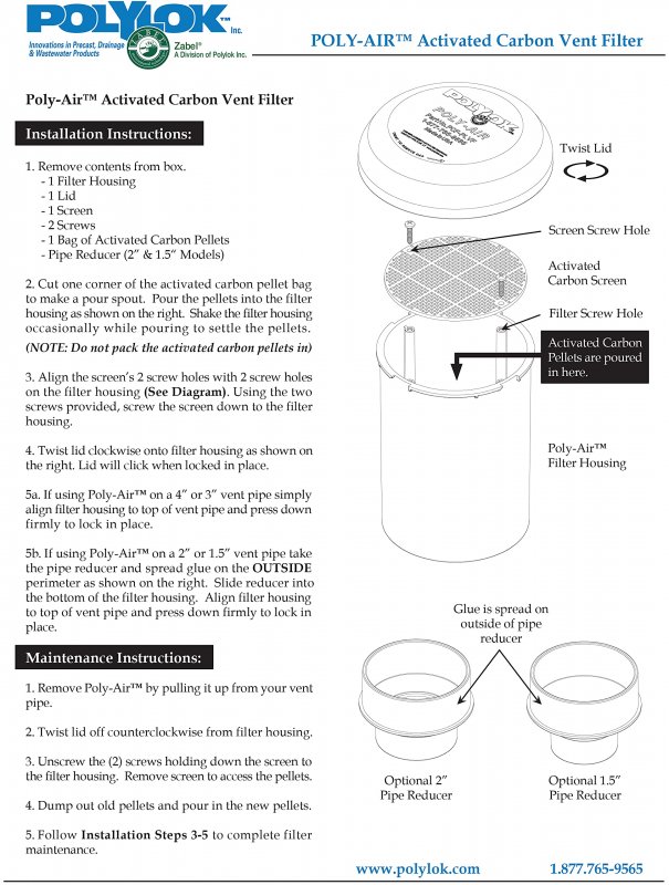 Polylok 3 4 Poly-aira Activated Carbon Vent Filter