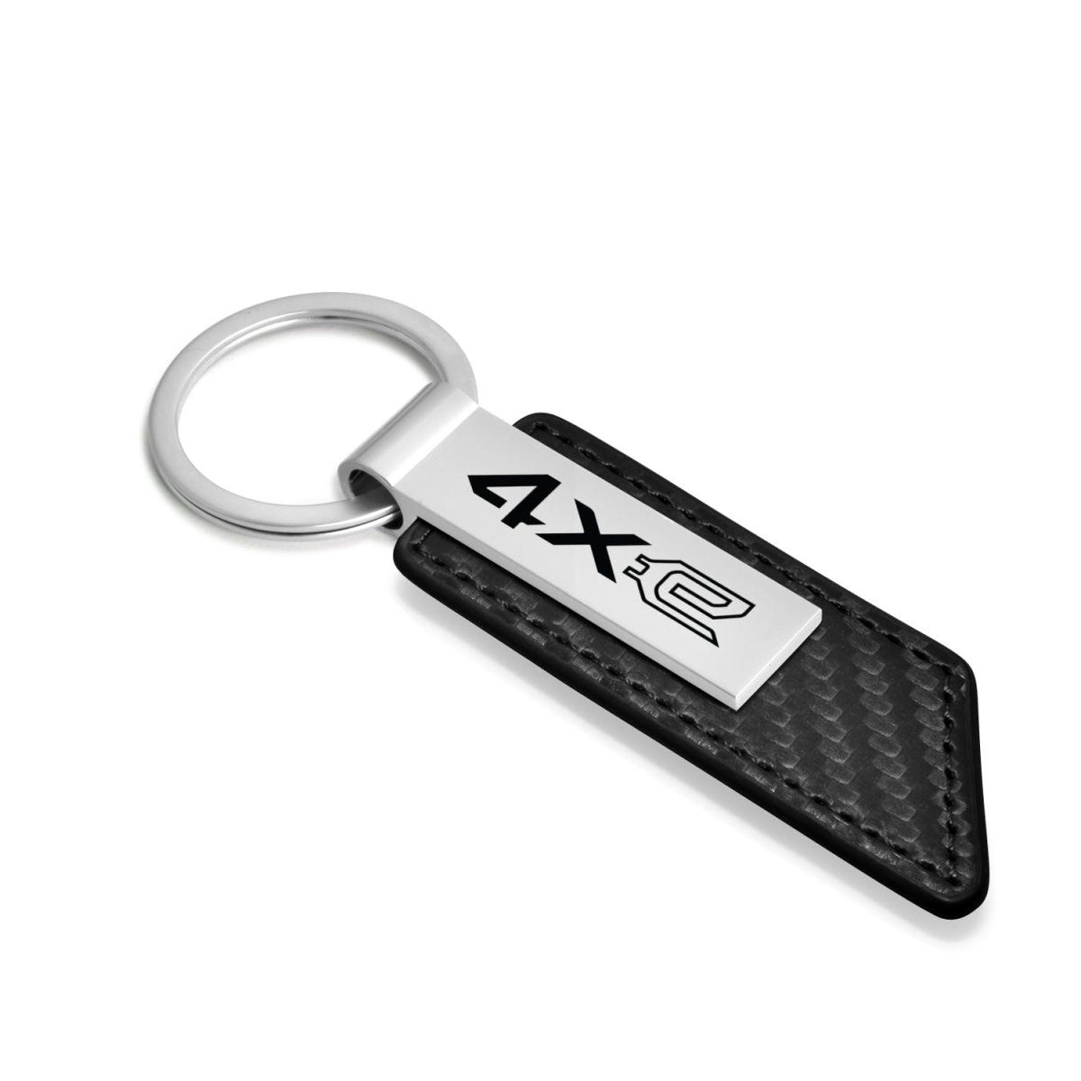 Jeep 4xe Black Pu Leather Carbon Fiber Texture Strap Silver Metal Bar Key Chain Official Licensed