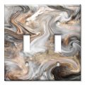 Art Plates Oversized Metal Switch Over Size Wall Double Gang Toggle Plate Grey And Brown Swirl Marble Granite Print 