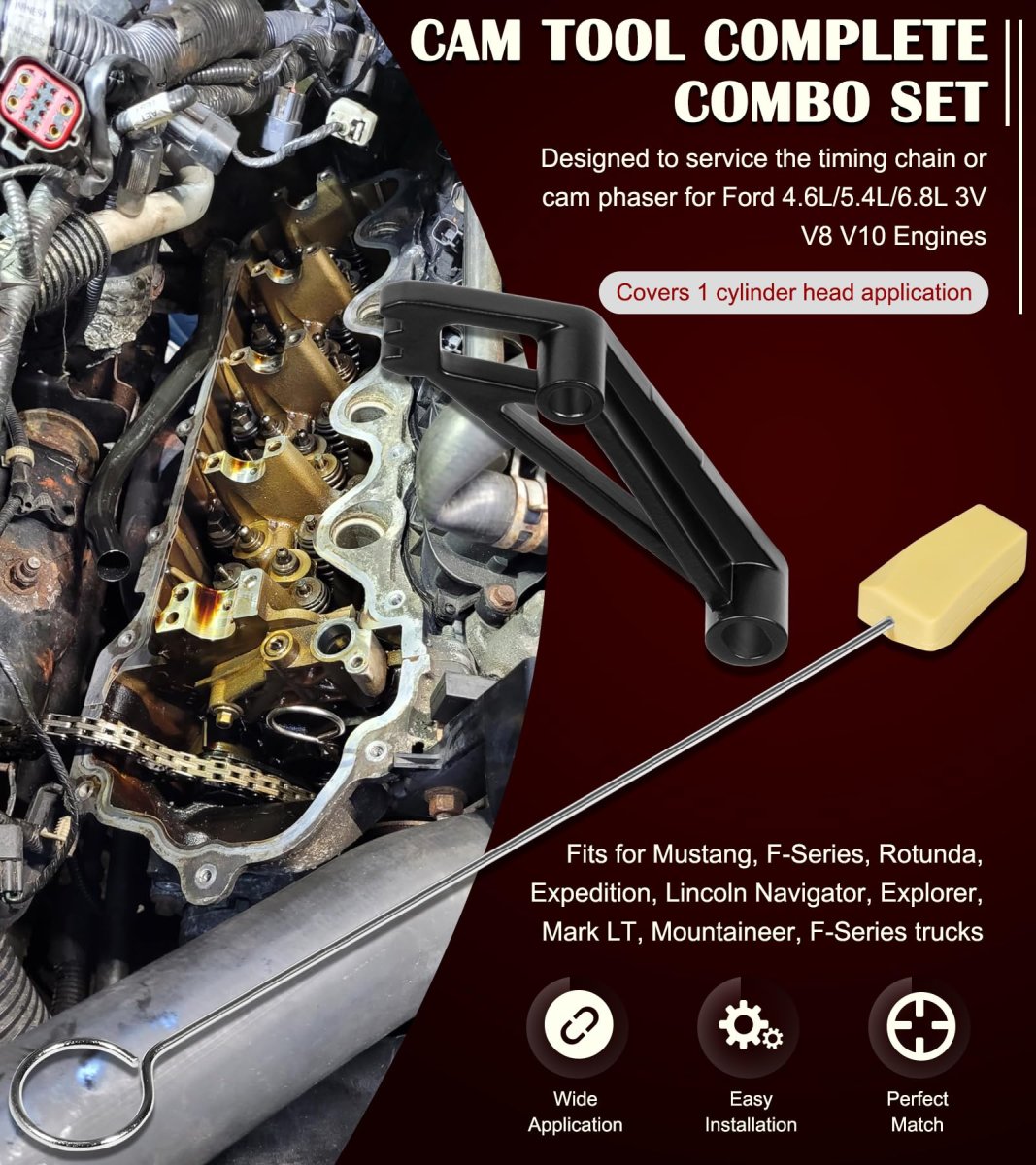 Camshaft Tools Set Fits For Ford 4 6l 5 4l 6 8l 3v Engines Including Cam Phaser Holder Locking And Timing Chain Wedge Tool