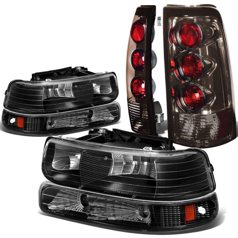 Chevy Silverado Gmt800 4pc Pair Of Black Amber Corner Headlight Smoked Lens Altezza Style Tail Light