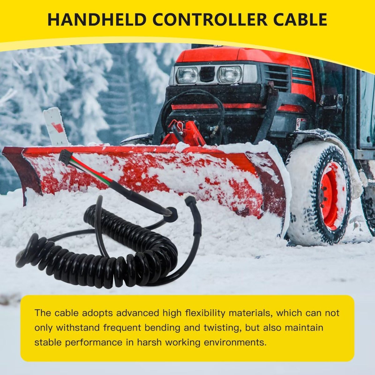 Handheld Controller Cable Cord 96464 For Western Fisher Fleet Flex Snow Plows 9 Button 4 Pin Square