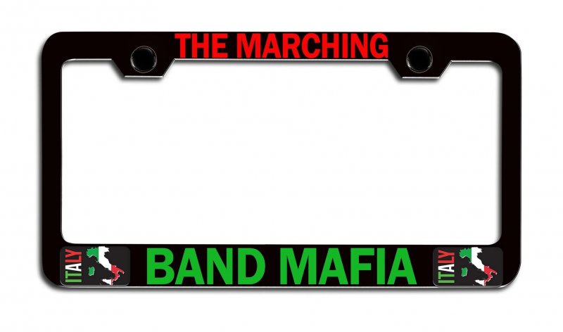 Marching Band Mafia Italian Italy Black Metal License Plate Frame Heavy Duty Stainless Steel Tag Holder For Car Truck Suv 12 5