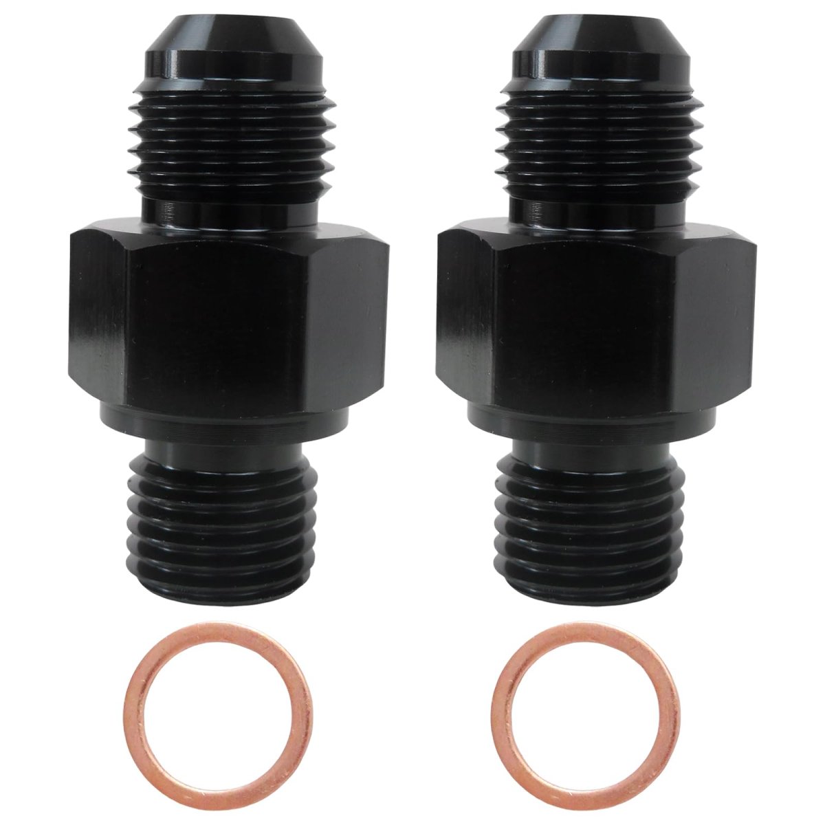 2pcs An6 9 16-18 Unf To 1 4 Npsm Straight Thread Transmission Adapter For Th350 Th400 700r4 Black