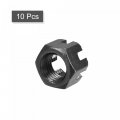 Uxcell M12x1 5mm Hexagon Slotted Nut Grade 4 8 Carbon Steel Hex Castle Nuts Black 10pcs