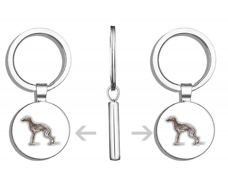 Glover Trading Italian Greyhound Dog Sketch Round Stainless Steel Metal Key Chain Keychain Ring Double Sided Deisgn