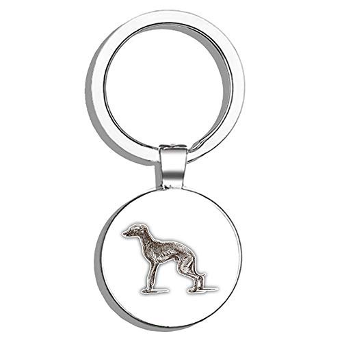 Glover Trading Italian Greyhound Dog Sketch Round Stainless Steel Metal Key Chain Keychain Ring Double Sided Deisgn