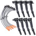 Mas Set Of 8 Ignition Coils Pack Wires Ford F150 F250 F350 E350 Super Duty Lobo 6 2l V8 Replacement For Uf631 Uf639 