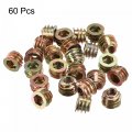Uxcell M6x8mm Furniture Screw-in Nut Zinc Alloy Threaded Insert Nuts For Wood 60pcs