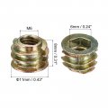 Uxcell M6x8mm Furniture Screw-in Nut Zinc Alloy Threaded Insert Nuts For Wood 60pcs