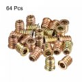 Uxcell M6x15mm Threaded Inserts For Wood Hex Socket Drive Furniture Screw-in Nut 64pcs